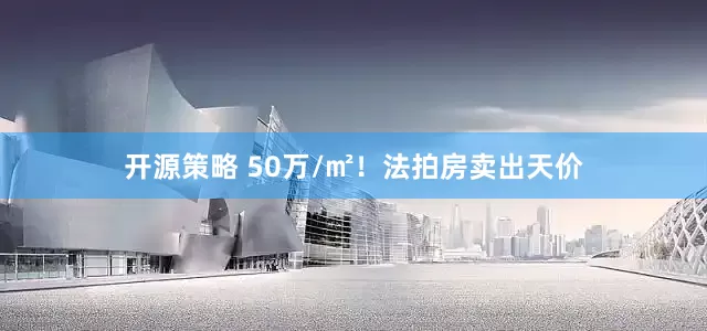 开源策略 50万/㎡！法拍房卖出天价